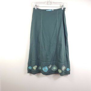 JOHNNY WAS gray floral embroidered boho skirt